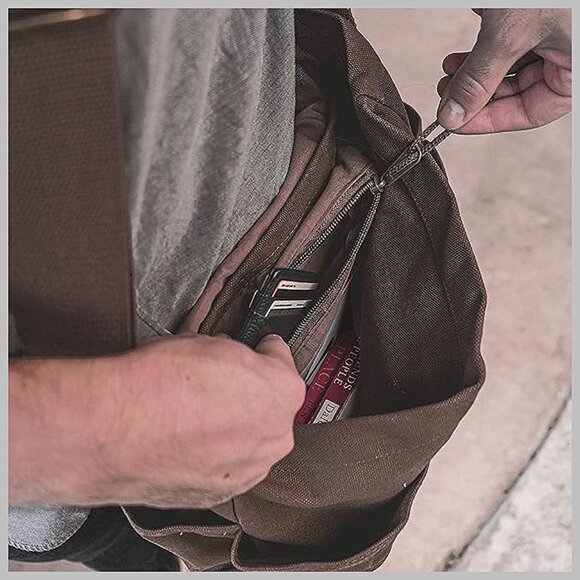 Classic Vintage Messenger Bag - Original Heavyweight Cotton Canvas Dark Coffee - Picture 5 of 6